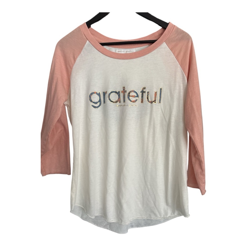 Spiritual Gangster Grateful Long Sleeve Tee - Pink and White